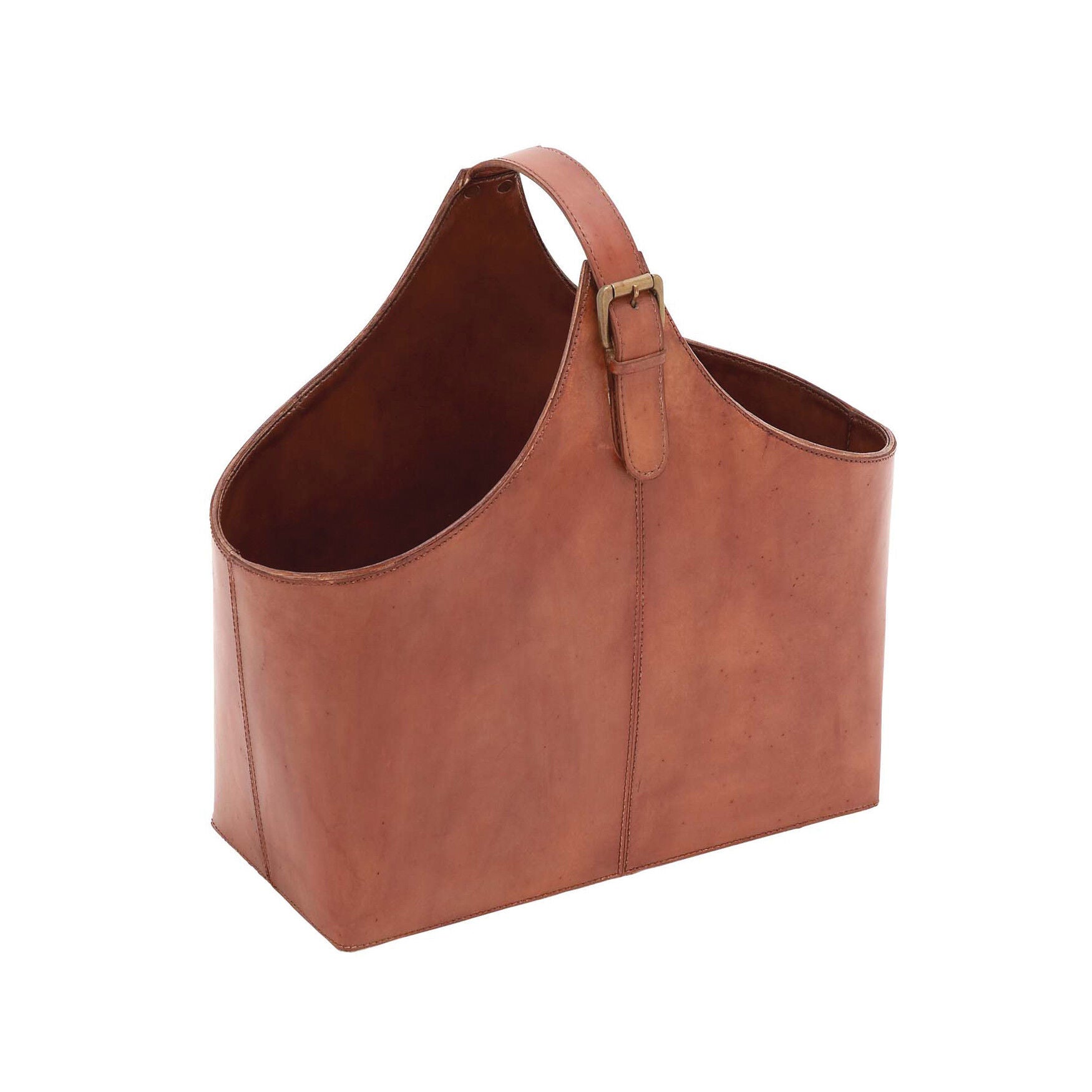 Brown Leather Rustic Magazine Rack Holder Magazine Holder, , on-hover image number 1