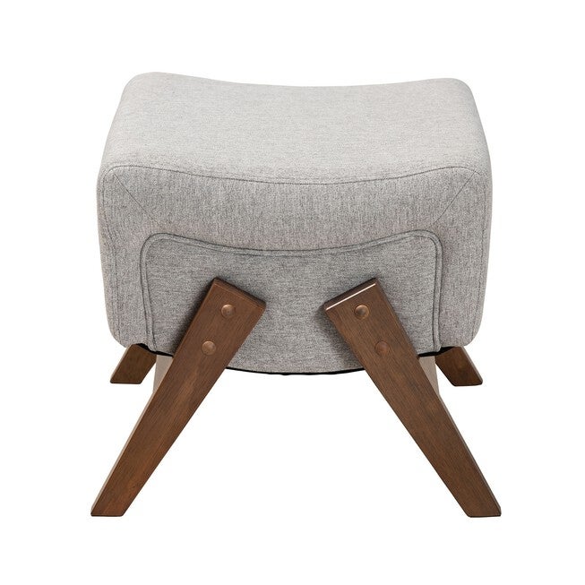 Hanson Mid-Century Modern Dark Grey Fabric And Walnut Brown Finished Wood Ottoman, , alternate image number 2
