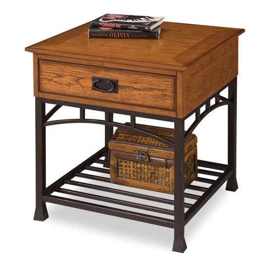 Modern Craftsman Distressed Oak End Table, DISTRESSED OAK, hi-res image number null
