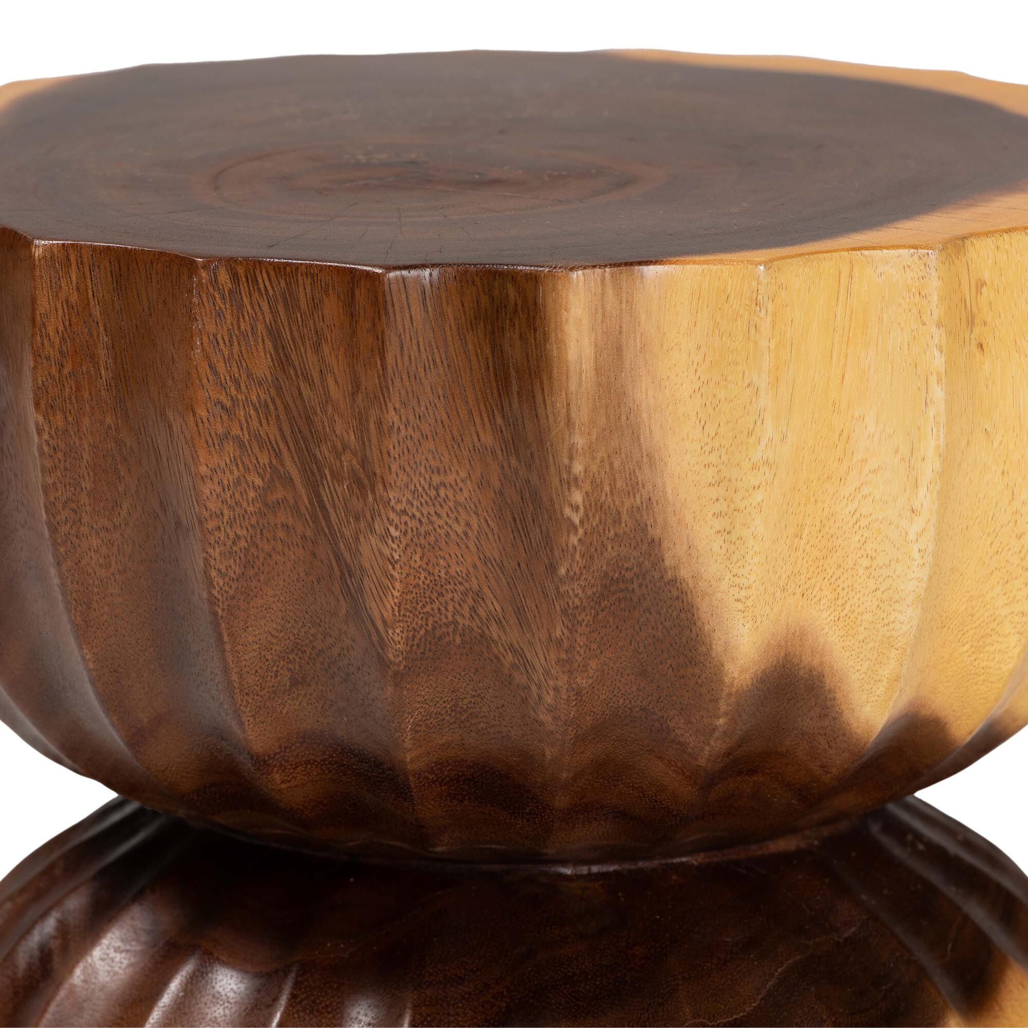 Noleta Hand-carved Suar Wood Side Table, NATURAL BROWN, alternate image number 3