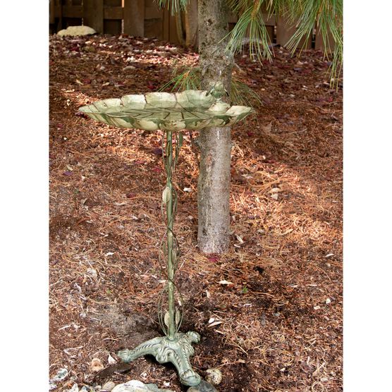 Verdigris Leaf Birdbath, , alternate image number null