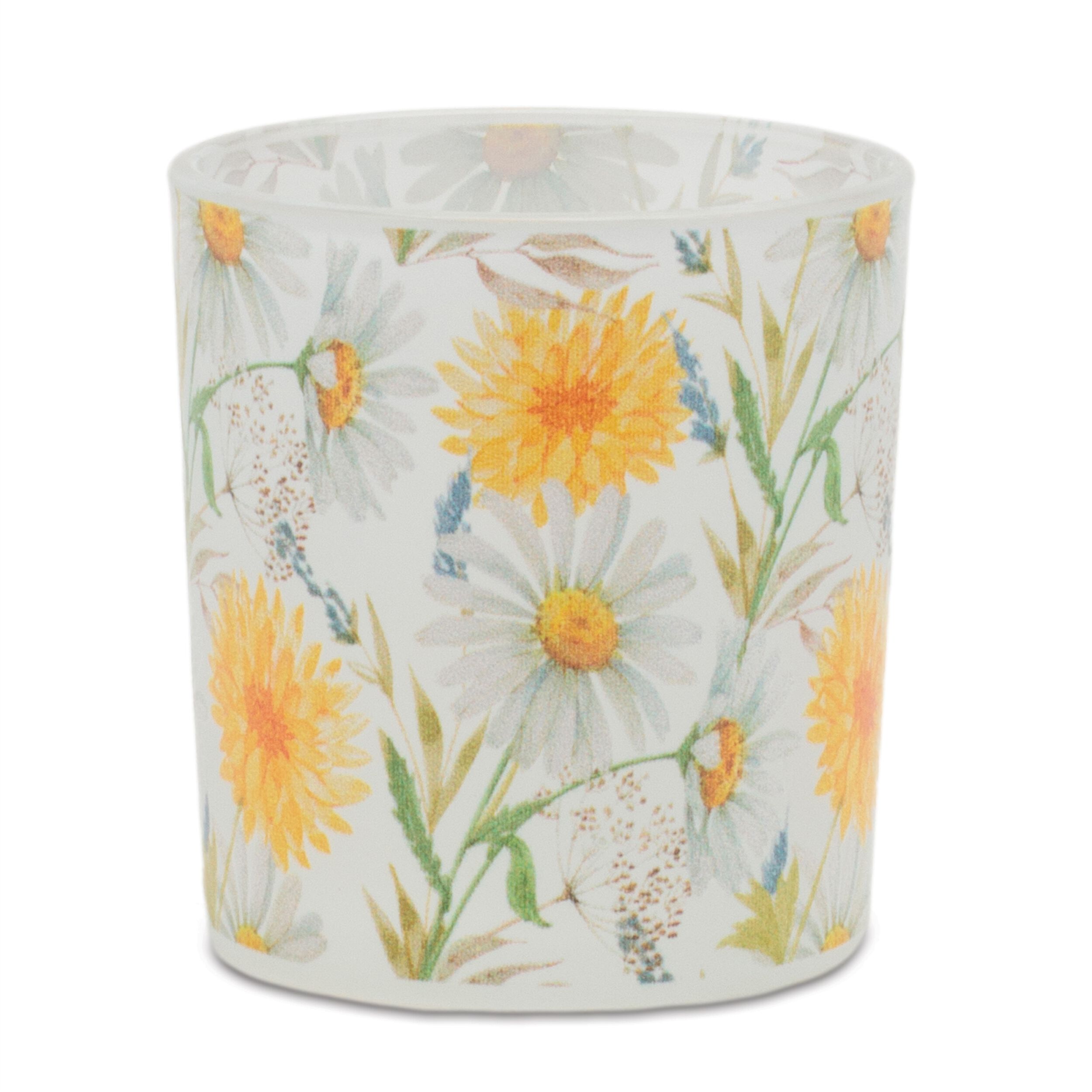 Floral Print Votive Candle Holder Set of 3, YELLOW GREEN, alternate image number 1