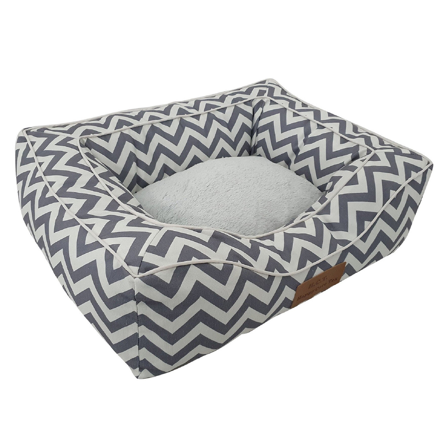 Chevron poly-cotton bolster with detachable faux fur cushion, Small Size, , alternate image number 3