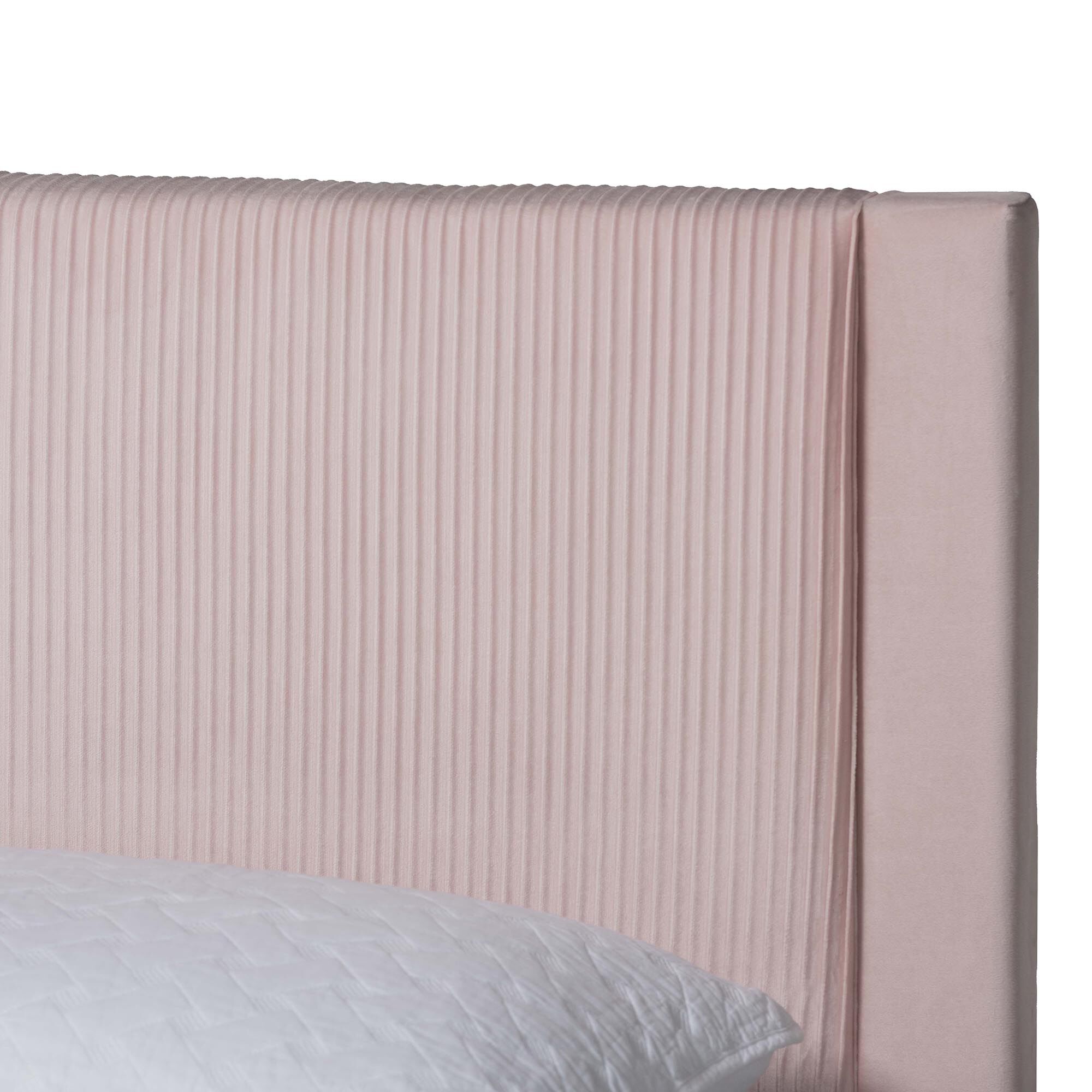 Elora Modern Pleated Velvet Queen Size Storage Bed, LIGHT PINK, alternate image number 6