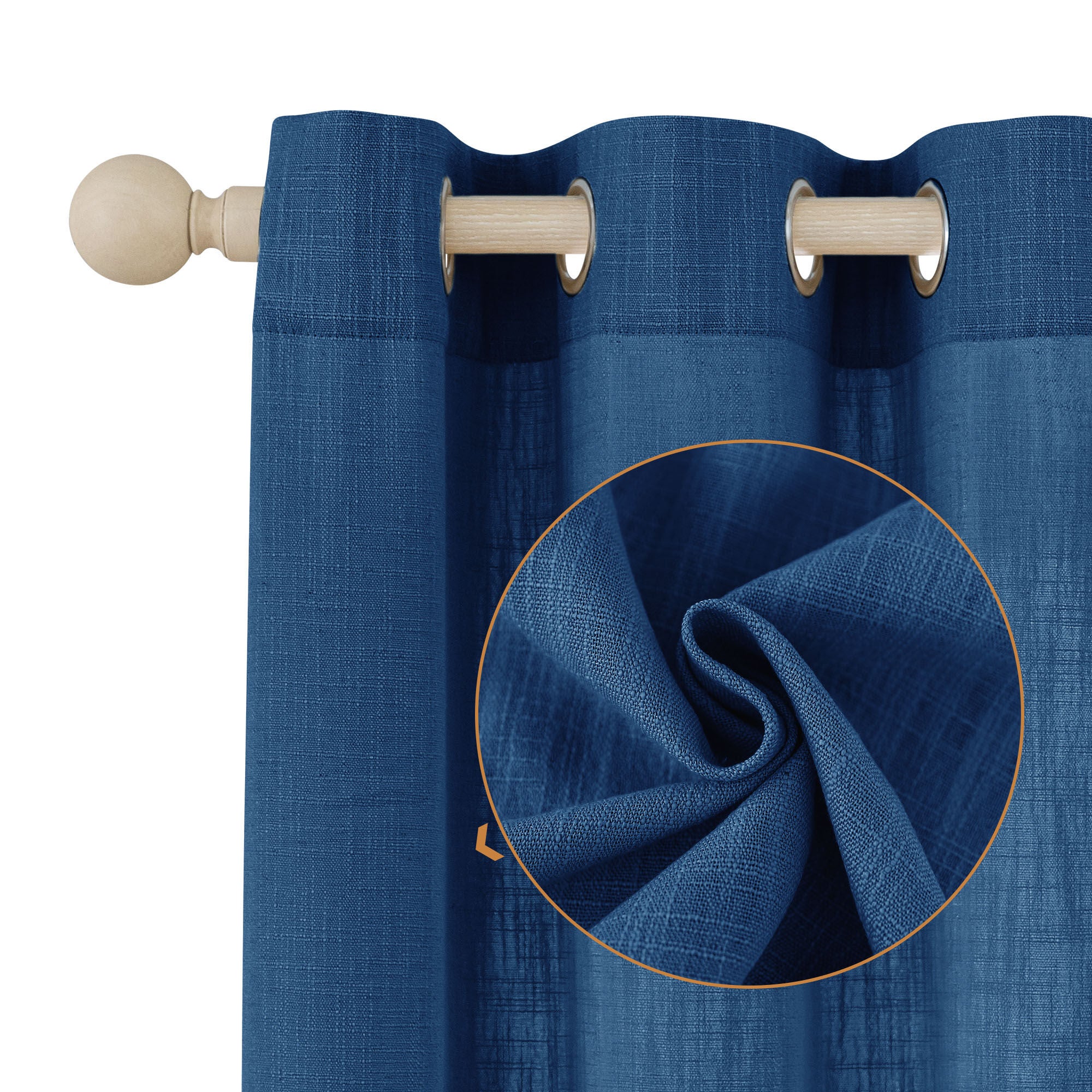 Slub Linen Texture Privacy and Light Filtering Grommet Pair, NAVY BLUE, alternate image number 1