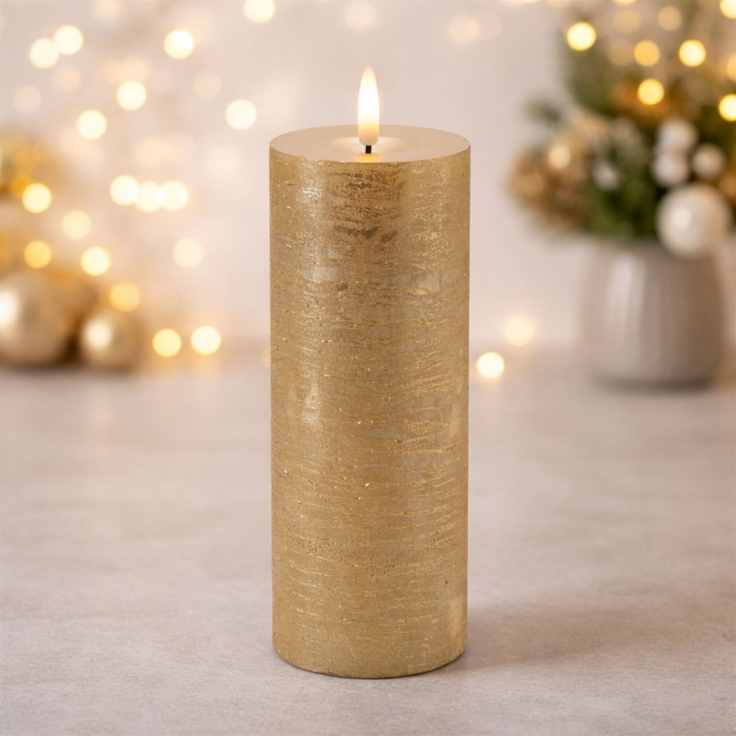 Metallic FIA Wick LED Candle (Set of 2), GOLD, alternate image number 1