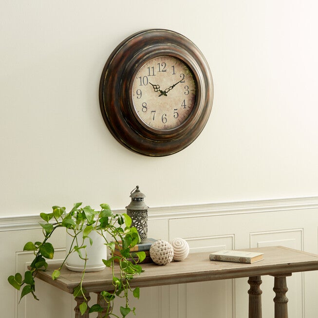 Brown Rustic Metal Wall Clock, , alternate image number 8