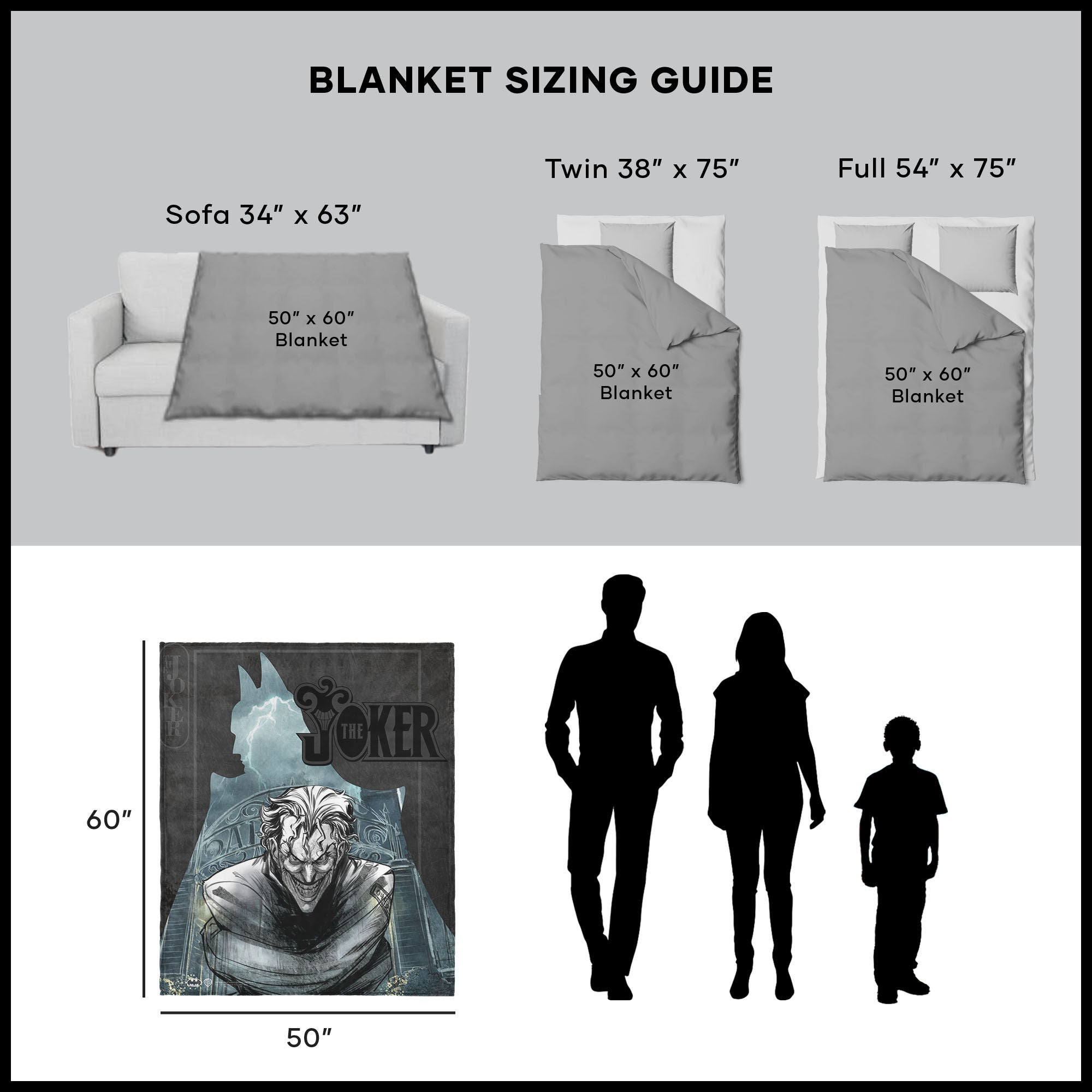 Warner Bros. DC Joker's Embrace Silk Touch Throw Blanket 50x60 Inches, JOKER THROW, alternate image number 5