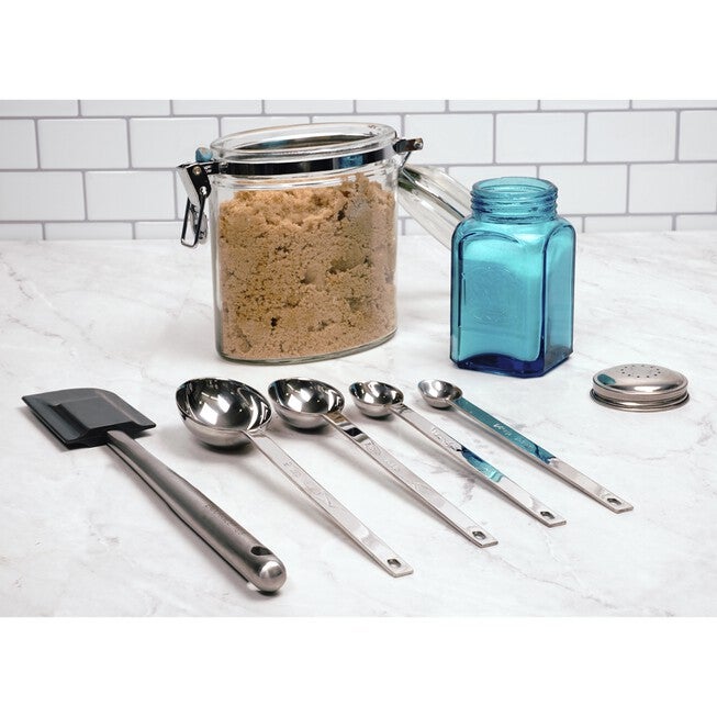 Long Handle Stainless Steel Measuring Spoon, Set 4, , alternate image number 3