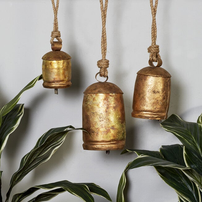 Set Of 3 Gold Metal Rustic Windchime, , alternate image number 5