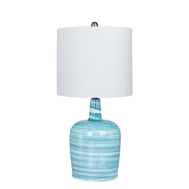 27 inches Teal Blue Glass Table Lamp, , on-hover image number null