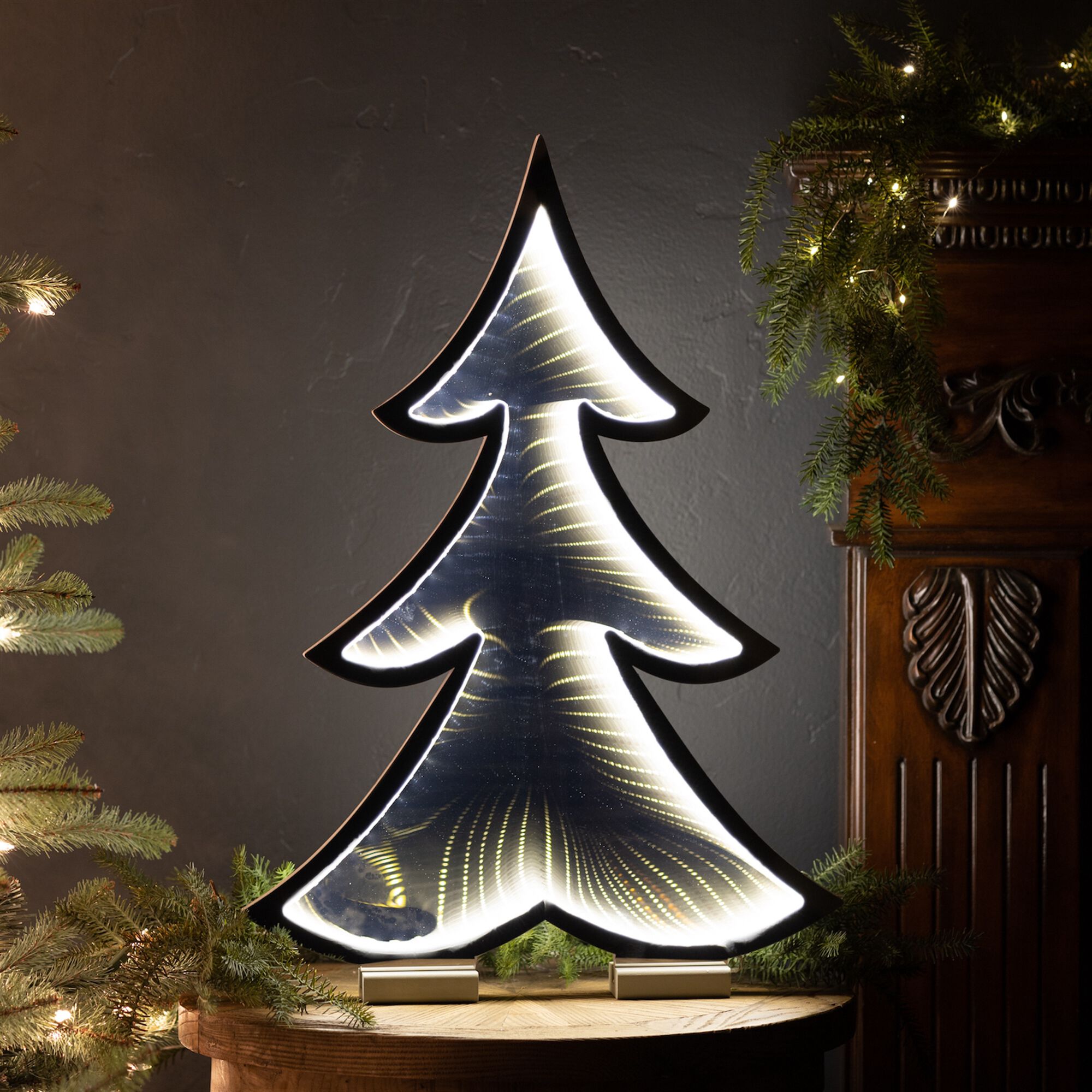 Pine Tree Outline Ekko Light Display 24.5 inchesH, WHITE, alternate image number 2