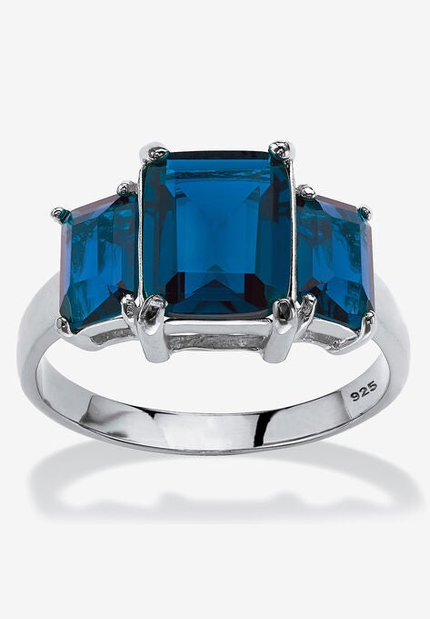 Sterling Silver 3 Square Simulated Birthstone Ring, SEPTEMBER, hi-res image number null