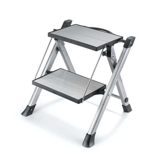 EASY CLOSE TWO STEP STOOL, STAINLESS STEEL, hi-res image number null