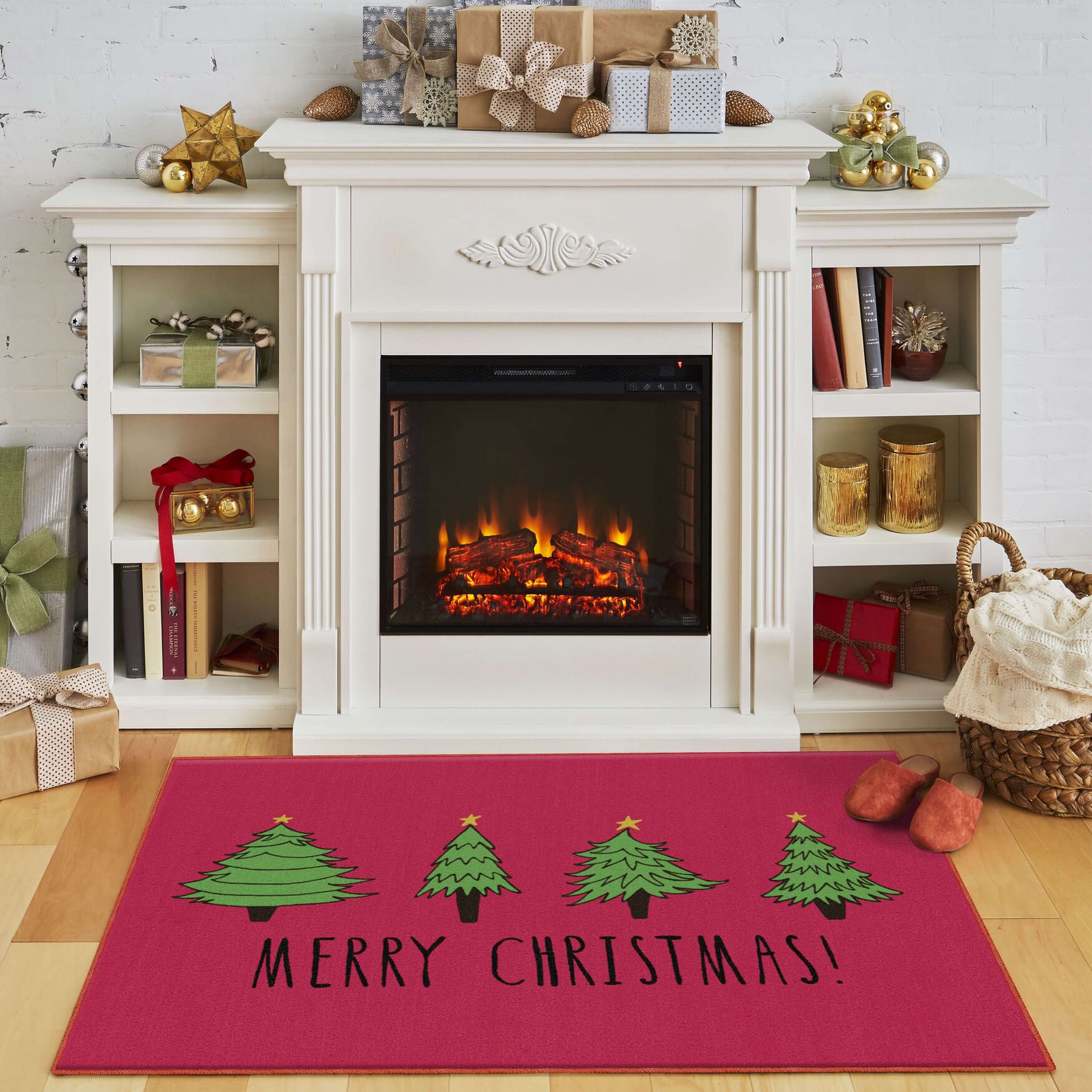 Christmas Trees Red Kitchen Rug, , alternate image number 5