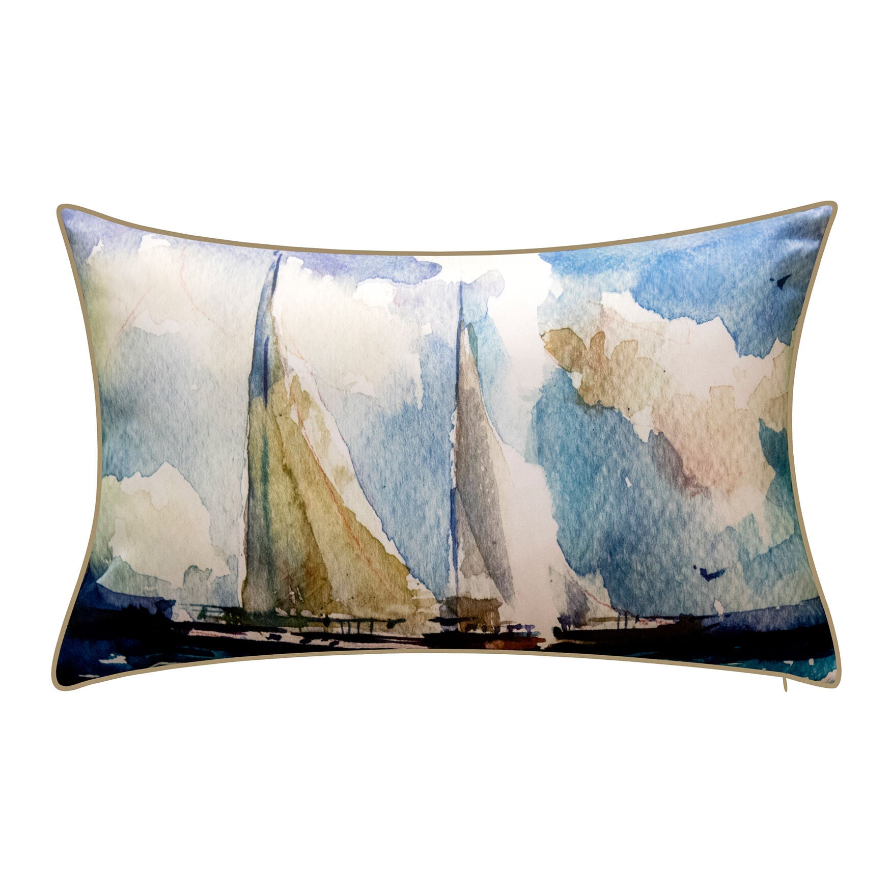 Indoor & Outdoor Watercolor Sailboats Decorative Pillow, MULTI, hi-res image number 0