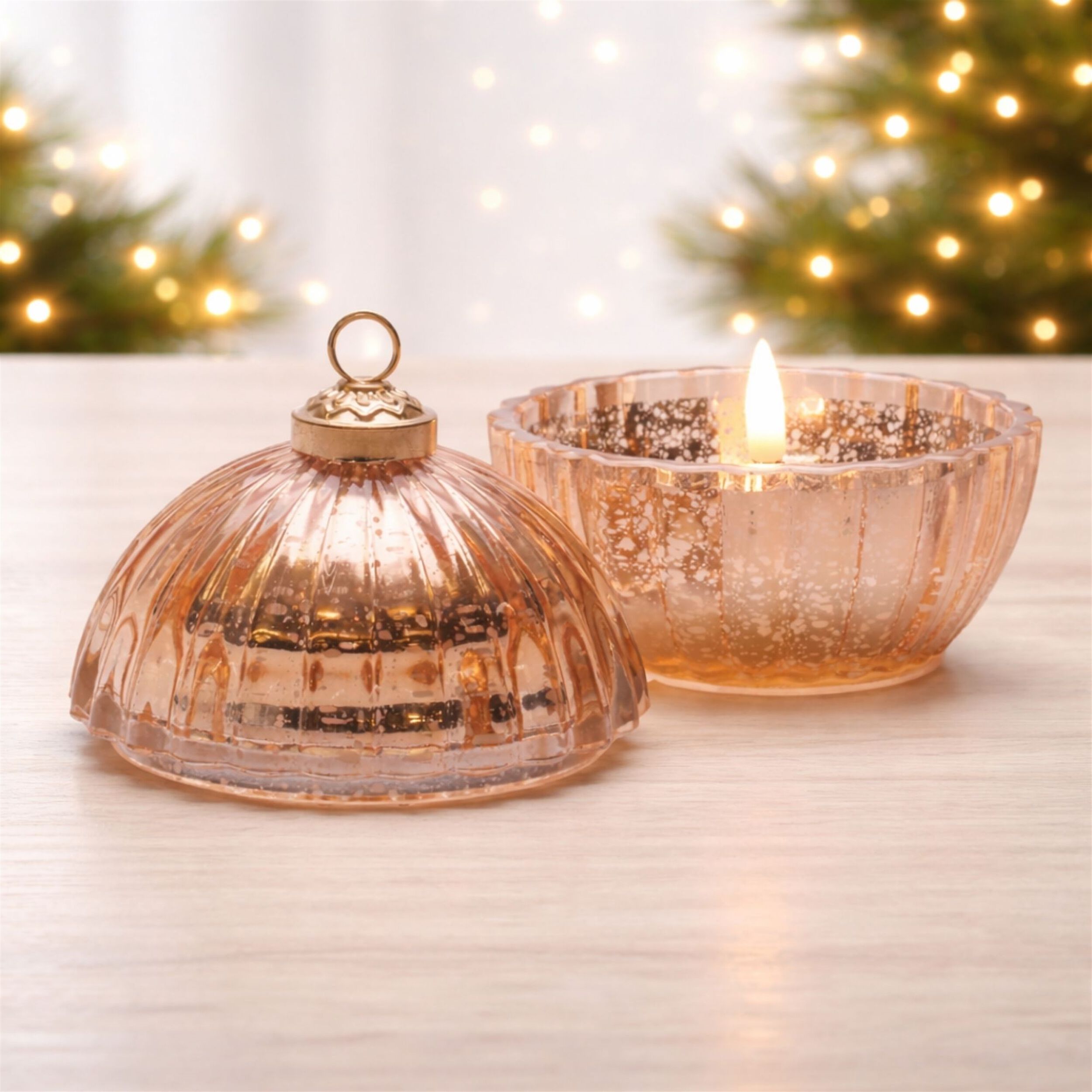 Glass Ornament with LED Candle Inside 4 inchesD, YELLOW, alternate image number 1