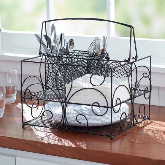 Scroll Flatware Caddy, BLACK, hi-res image number null