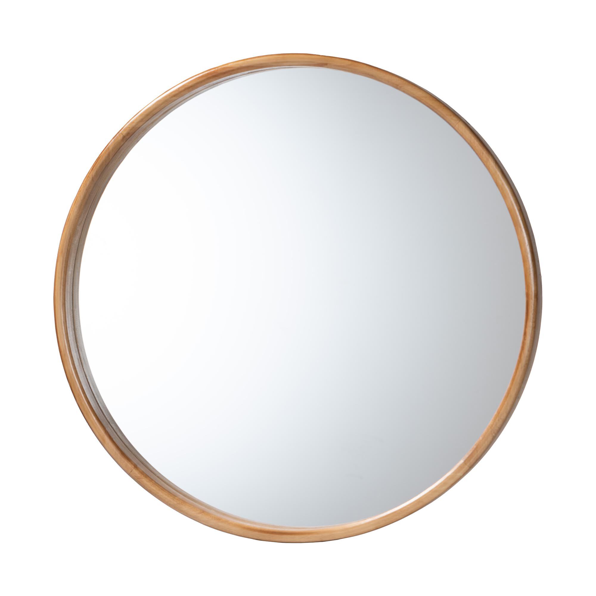 Tazara Japandi Natural Round Accent Wall Mirror, BROWN, alternate image number 1