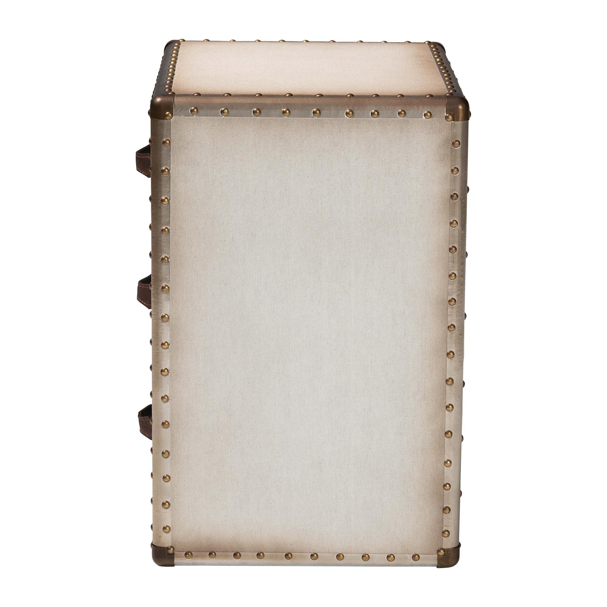 Mallison Vintage Black Canvas 3-Drawer End Table, BEIGE, alternate image number 4