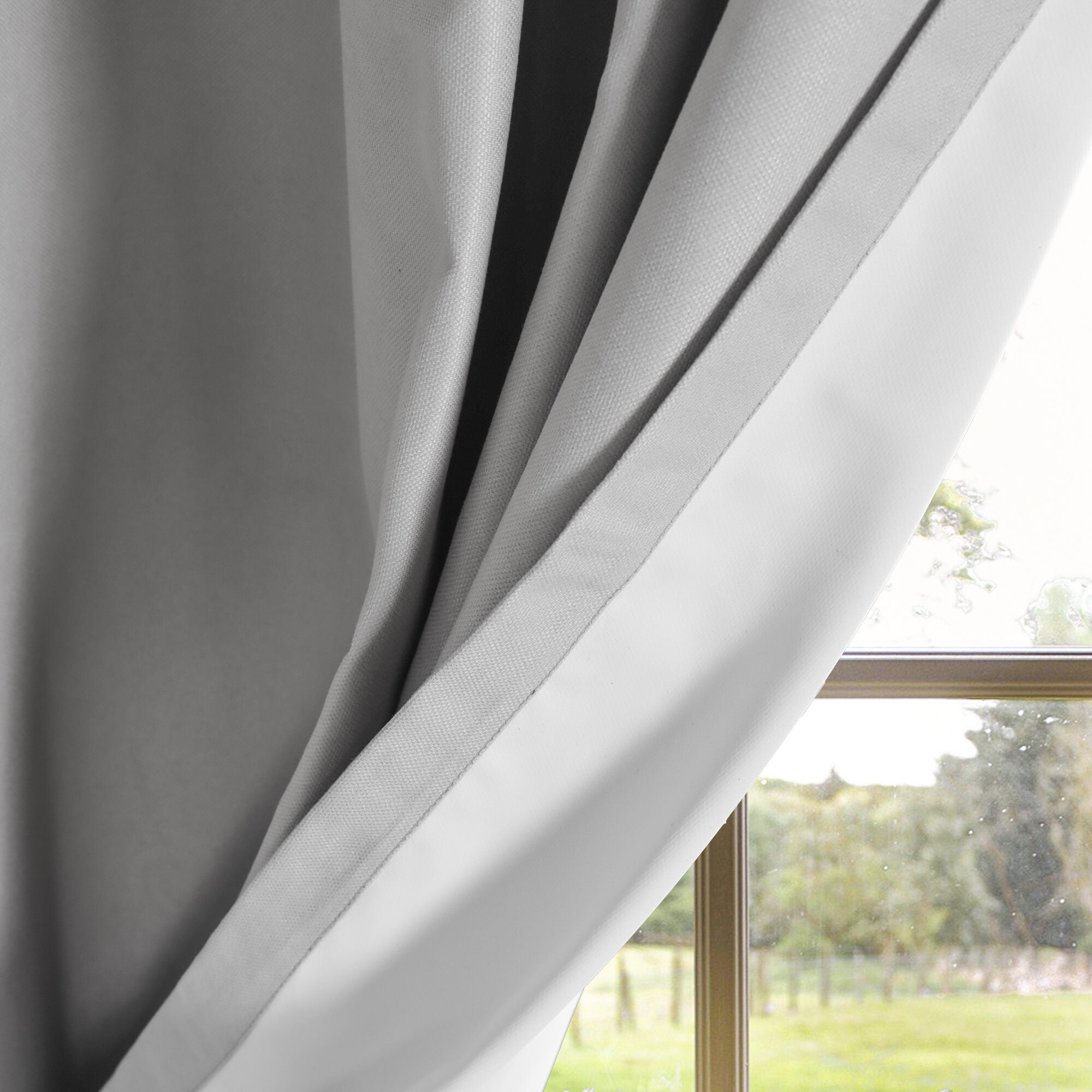 Soft Cotton Feel Twill Polyester 100% Blackout Grommet Pair, GREY, on-hover image number 1
