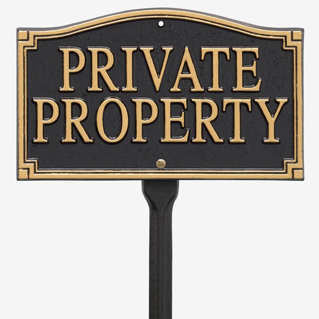 Private Property Statement Plaque, BLACK GOLD, hi-res image number null