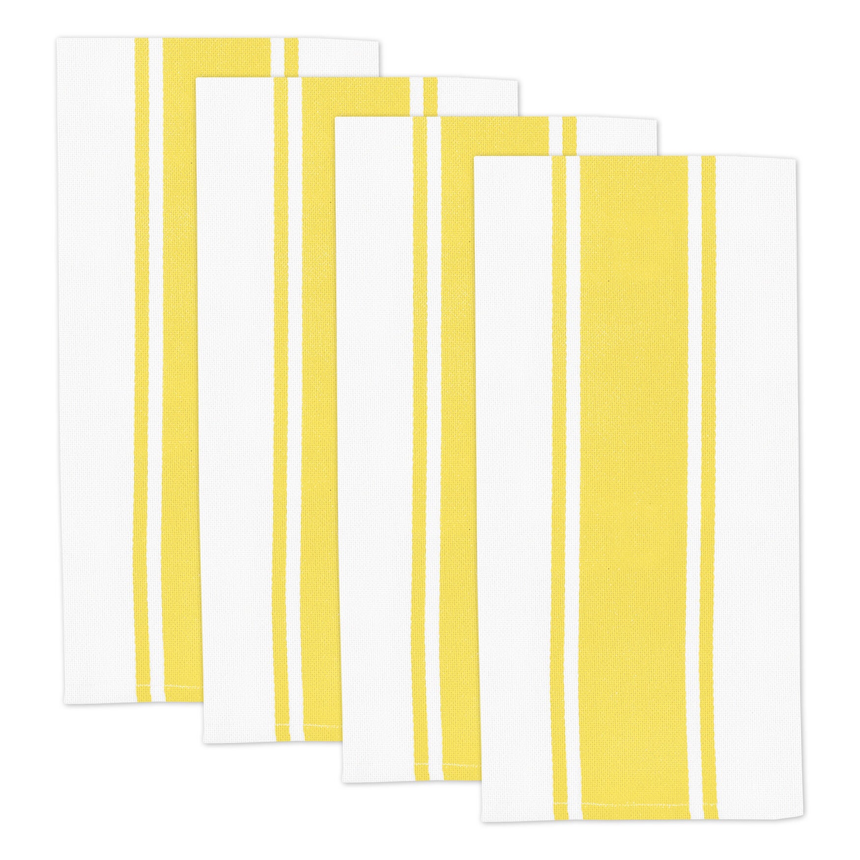 Classic Stripe Cotton Kitchen Dish Towel, Set 4, YELLOW, hi-res image number 0