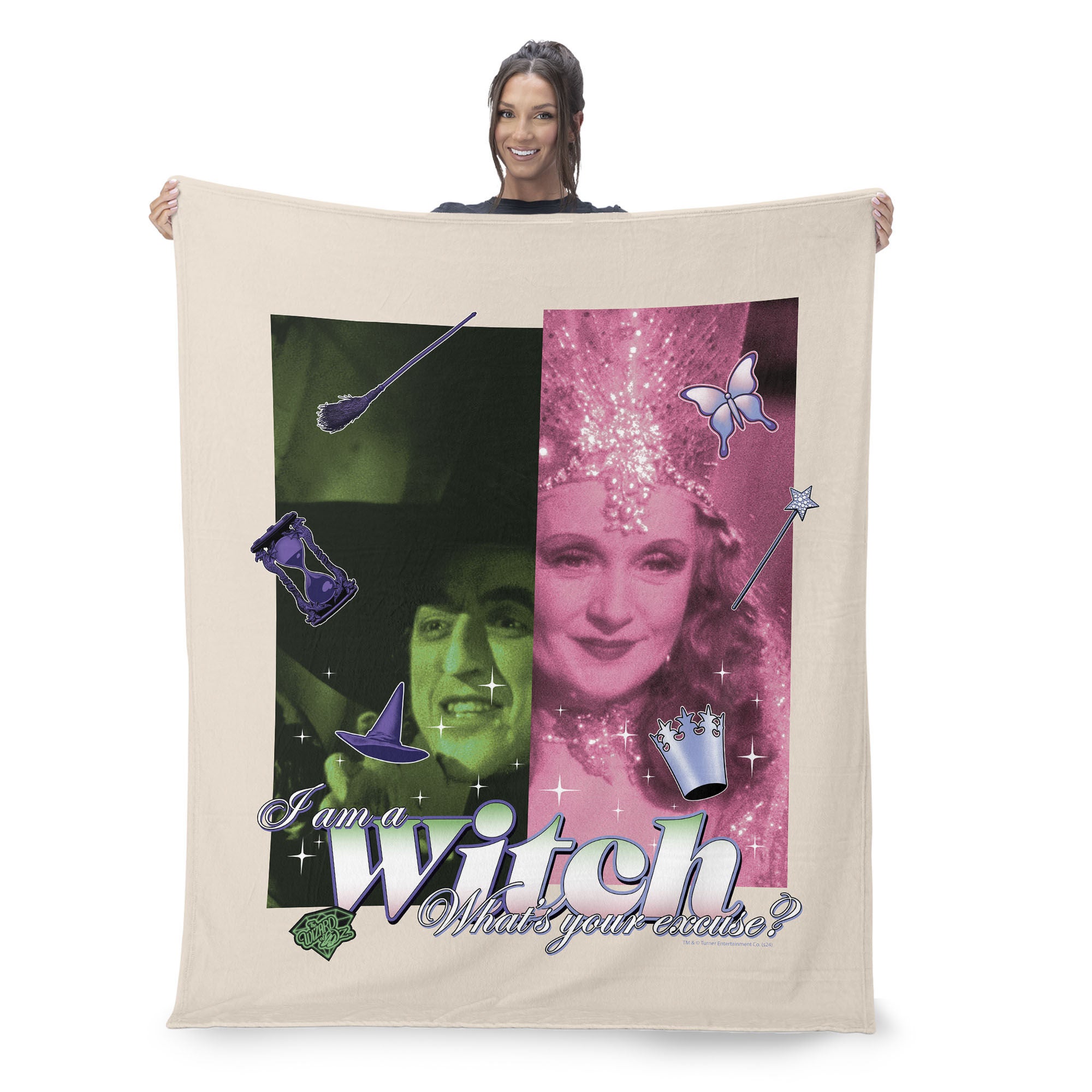 Warner Bros. The Wizard of Oz What's Your Excuse Silk Touch Sherpa Throw Blanket 50x60 Inches, PINK, on-hover image number 1