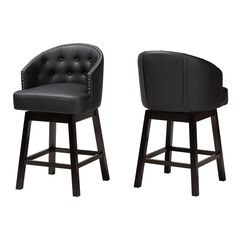Theron Mid-Century Transitional 2-Piece Swivel Counter Stool Set