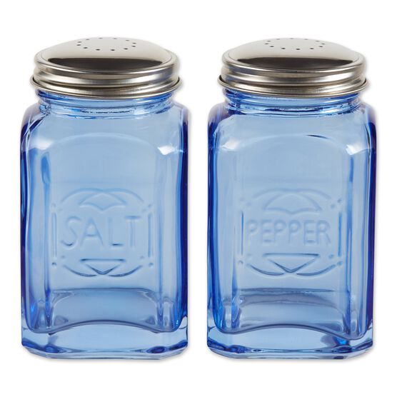 Retro Glass Salt & Pepper Set - Blue, BLUE, hi-res image number null