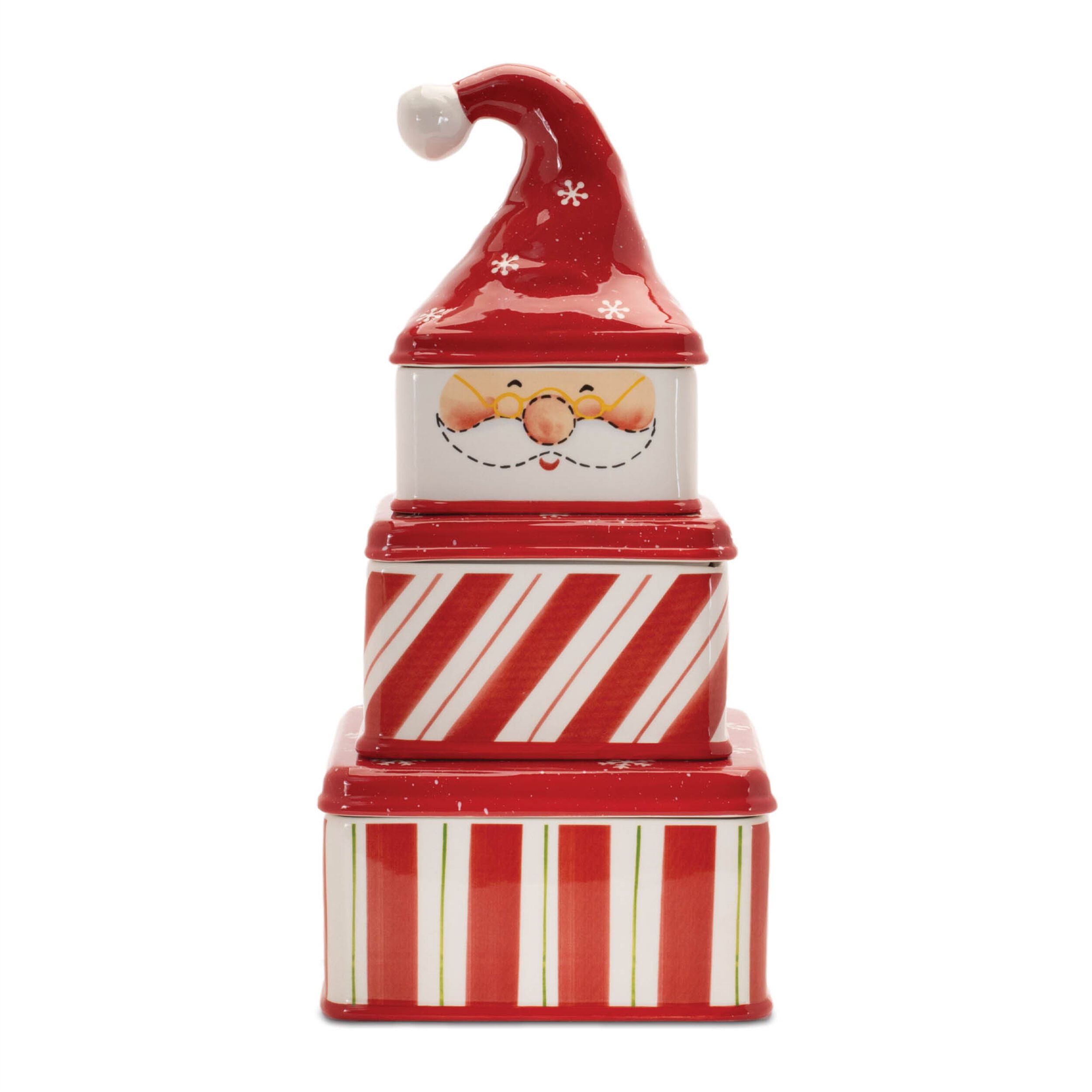 Ceramic Stacking Santa Character (Set of 3), RED WHITE, alternate image number 1