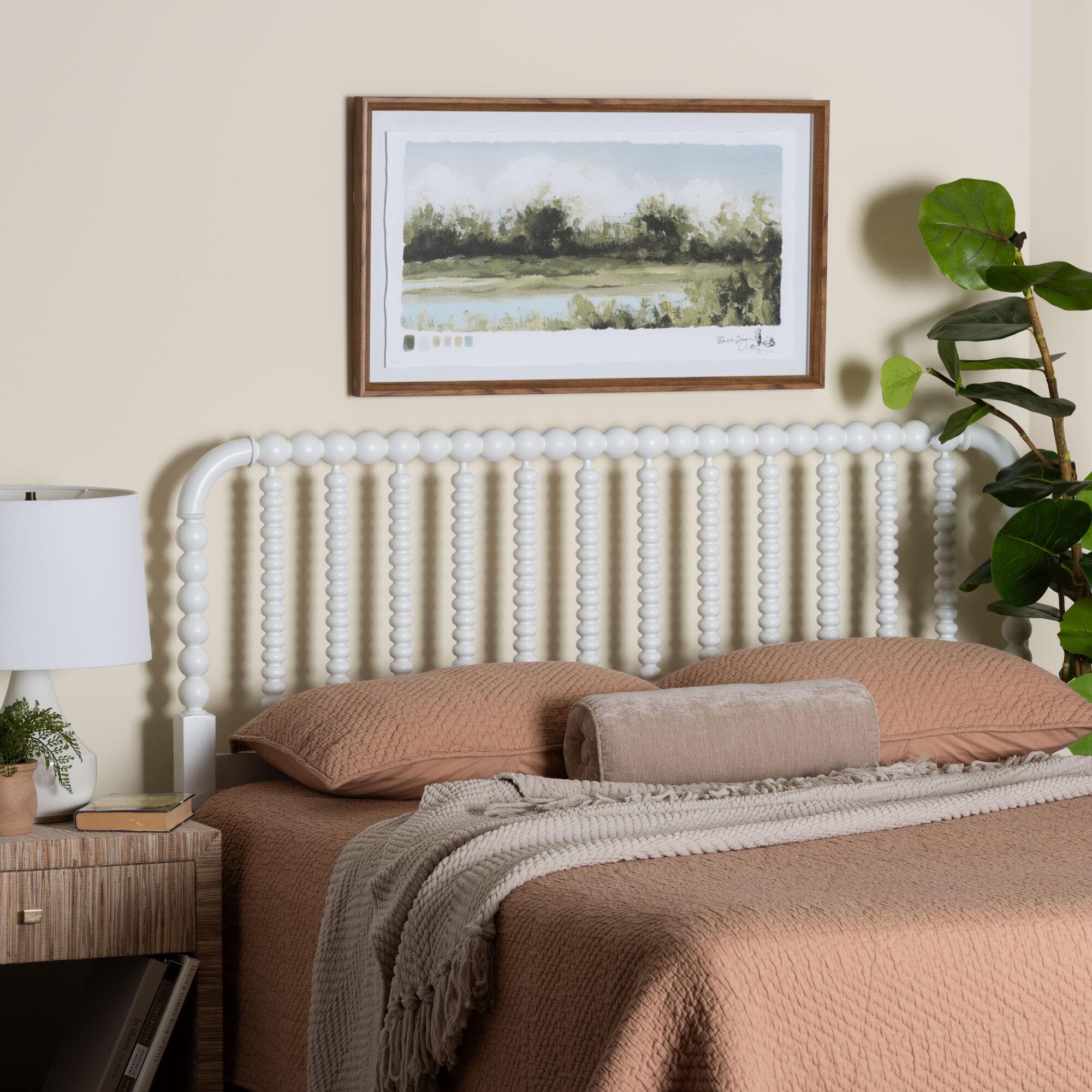Finley Turned Bobbin Headboard, WHITE, hi-res image number 0