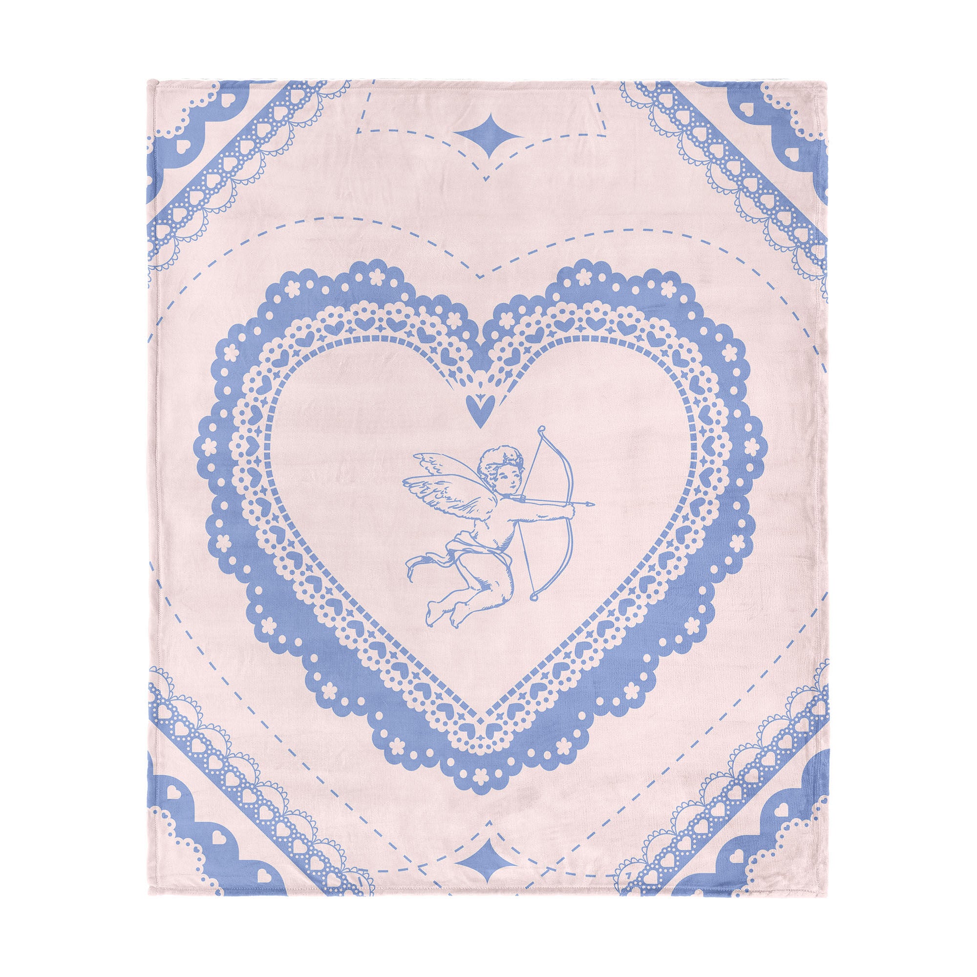Valentine's Day Vintage Hearts Silk Touch Throw Blanket 60x80 Inches, BLUE, hi-res image number 0