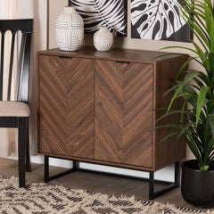 Sadia Modern Walnut Brown Finished Wood Storage Cabinet