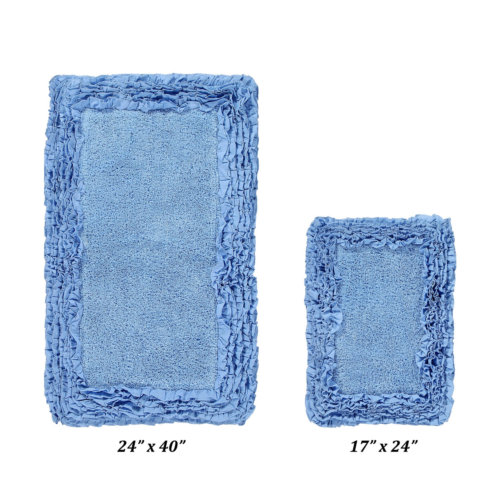Shaggy Border Bath Rug Mat, 2-Pc. Set, BLUE, hi-res image number 0