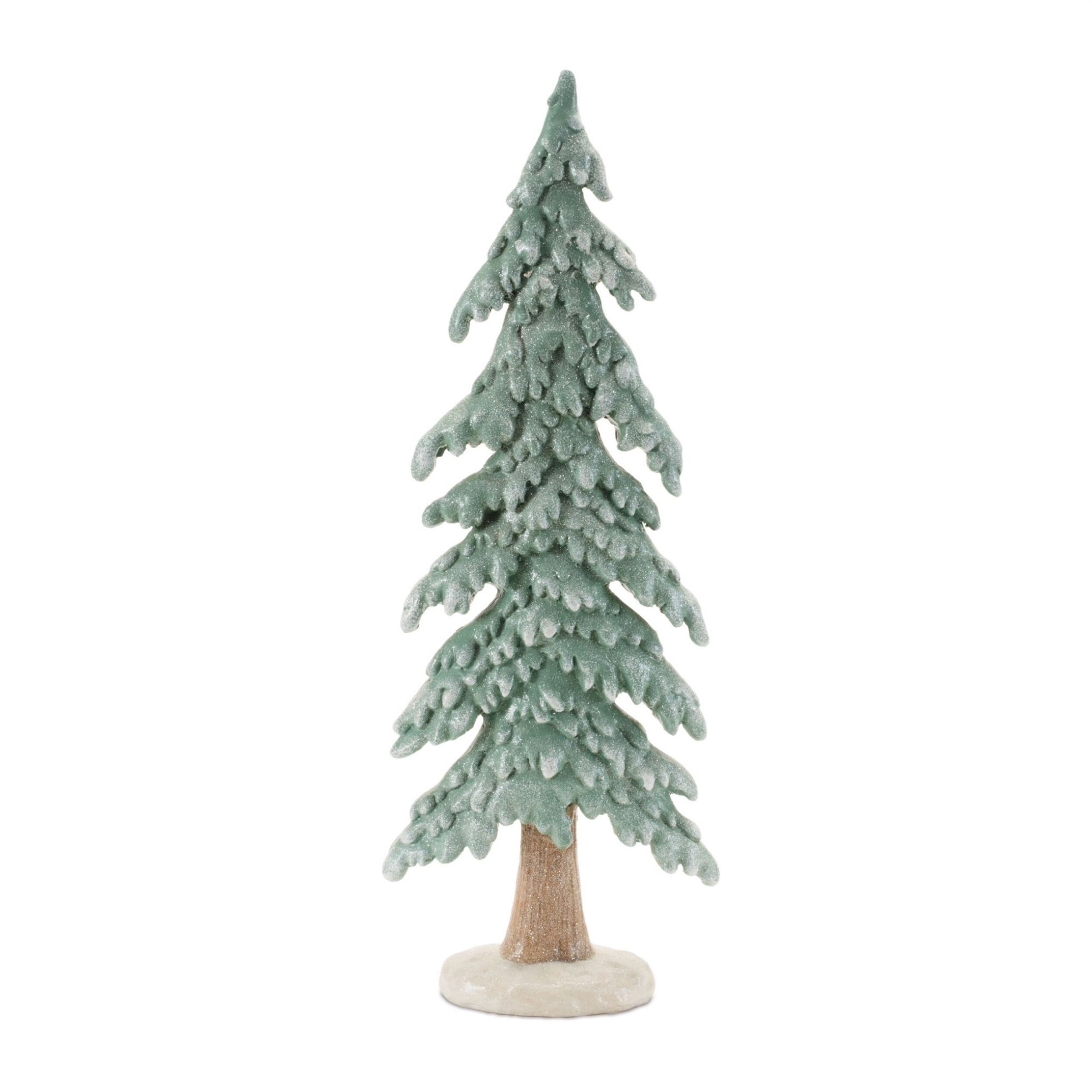 Glittered Winter Pine Tree (Set of 2), GREEN WHITE, alternate image number 3