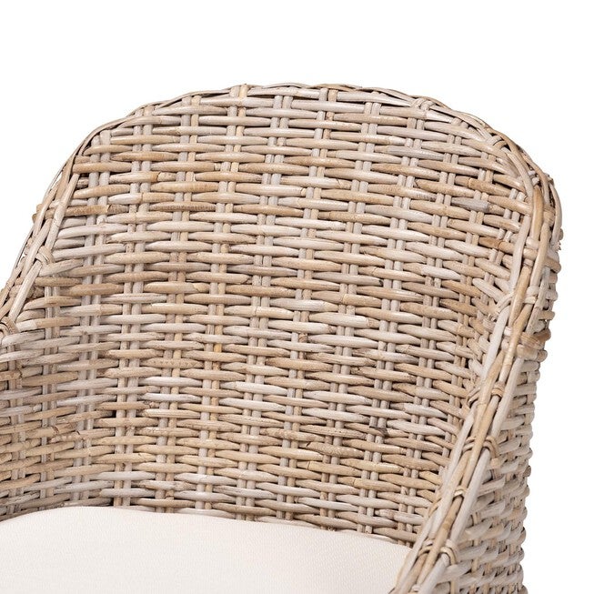 Lara Bohemian Grey Kubu Rattan And Mahogany Wood Dining Chair, , alternate image number null