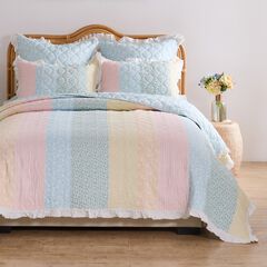 Greenland Home Fashions Tessie Ruffled Shabby Chic Quilt Set, 3-Piece King/Cal King, Pastel