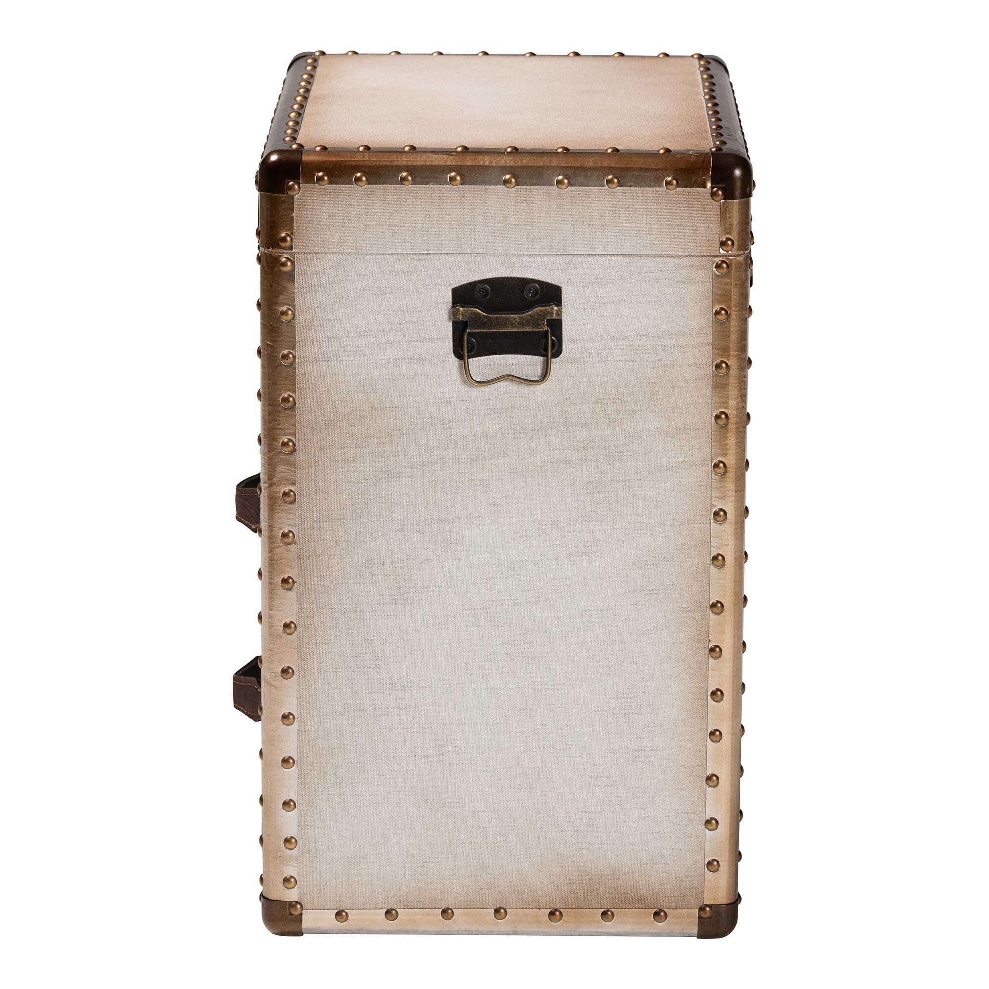 Agatha Vintage Black Canvas 2-Drawer Storage Trunk, BEIGE, alternate image number 4