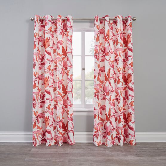 Lily Watercolor Blackout Grommet Panel, CORAL, hi-res image number null