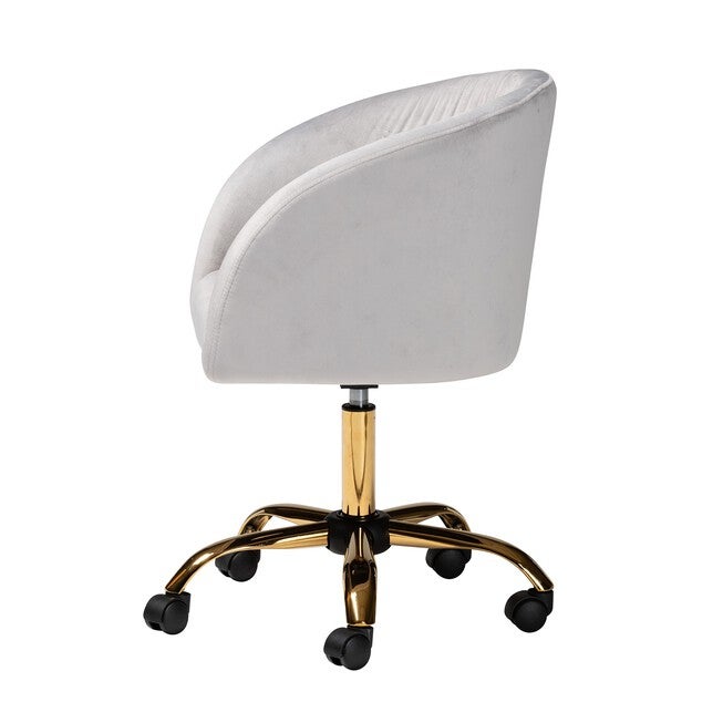 Ravenna Contemporary Glam And Luxe Aqua Velvet Fabric And Gold Metal Swivel Office Chair, , alternate image number 2