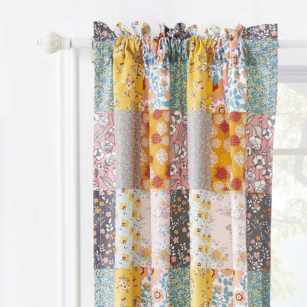 Greenland Home Fashions&trade; Carlie Window Curtain Panels, Set of 2, 63 inches, CALICO PATCHES, hi-res image number 0