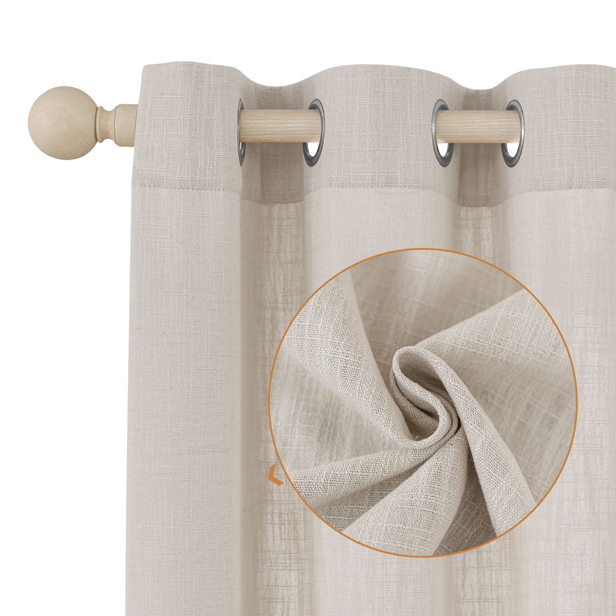 Slub Linen Texture Privacy and Light Filtering Grommet Pair, IVORY, alternate image number 2