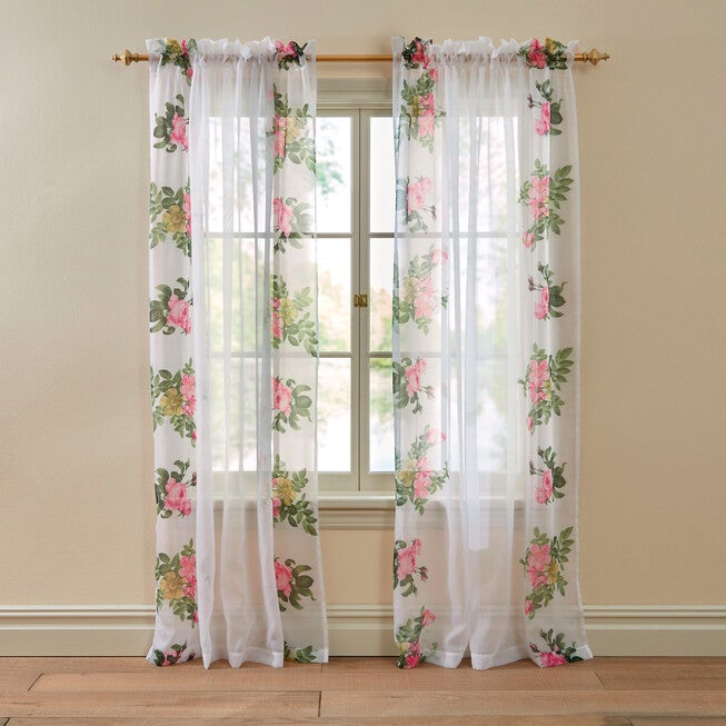 BH Studio Printed Voile Rod-Pocket Panel, FLORA, hi-res image number null