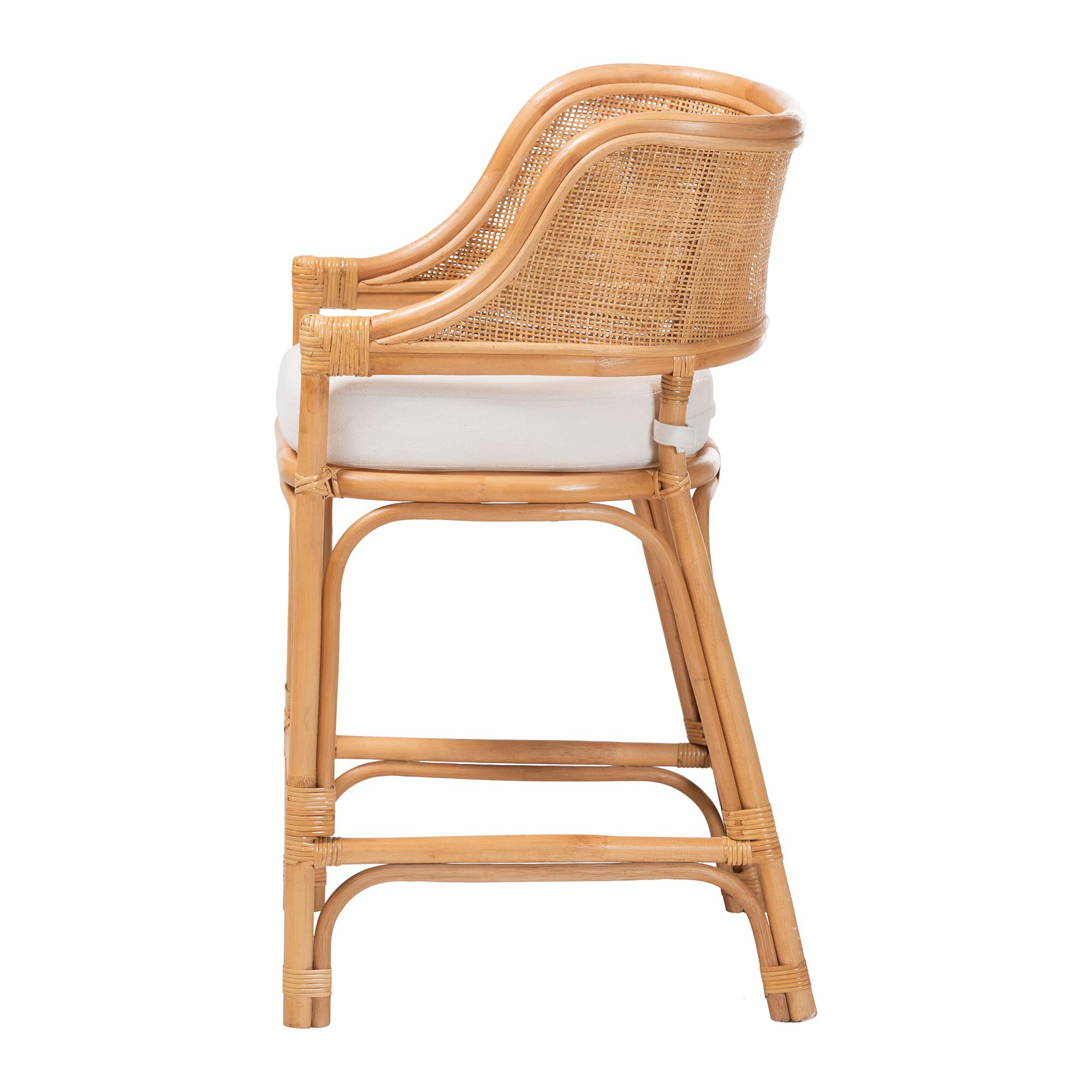 Ottis Natural Rattan Counter Stool with Cushion, HONEY, alternate image number 3