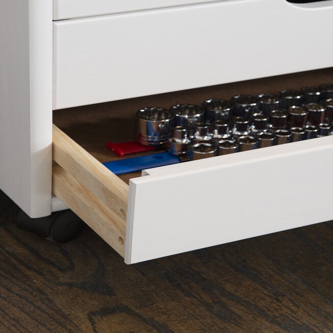 Cary Six Drawer Wide Roll Cart White Wash, , alternate image number 8