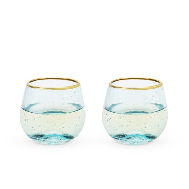 Aqua Bubble Stemless Wine Glass Set, , alternate image number null