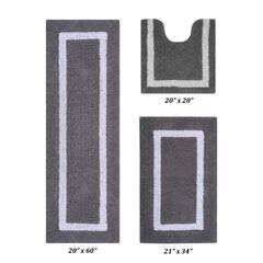 Hotel Collectionis Bath Mat Rug 3 Piece Set (20" x 20" | 21" x 34" | 20" x 60")