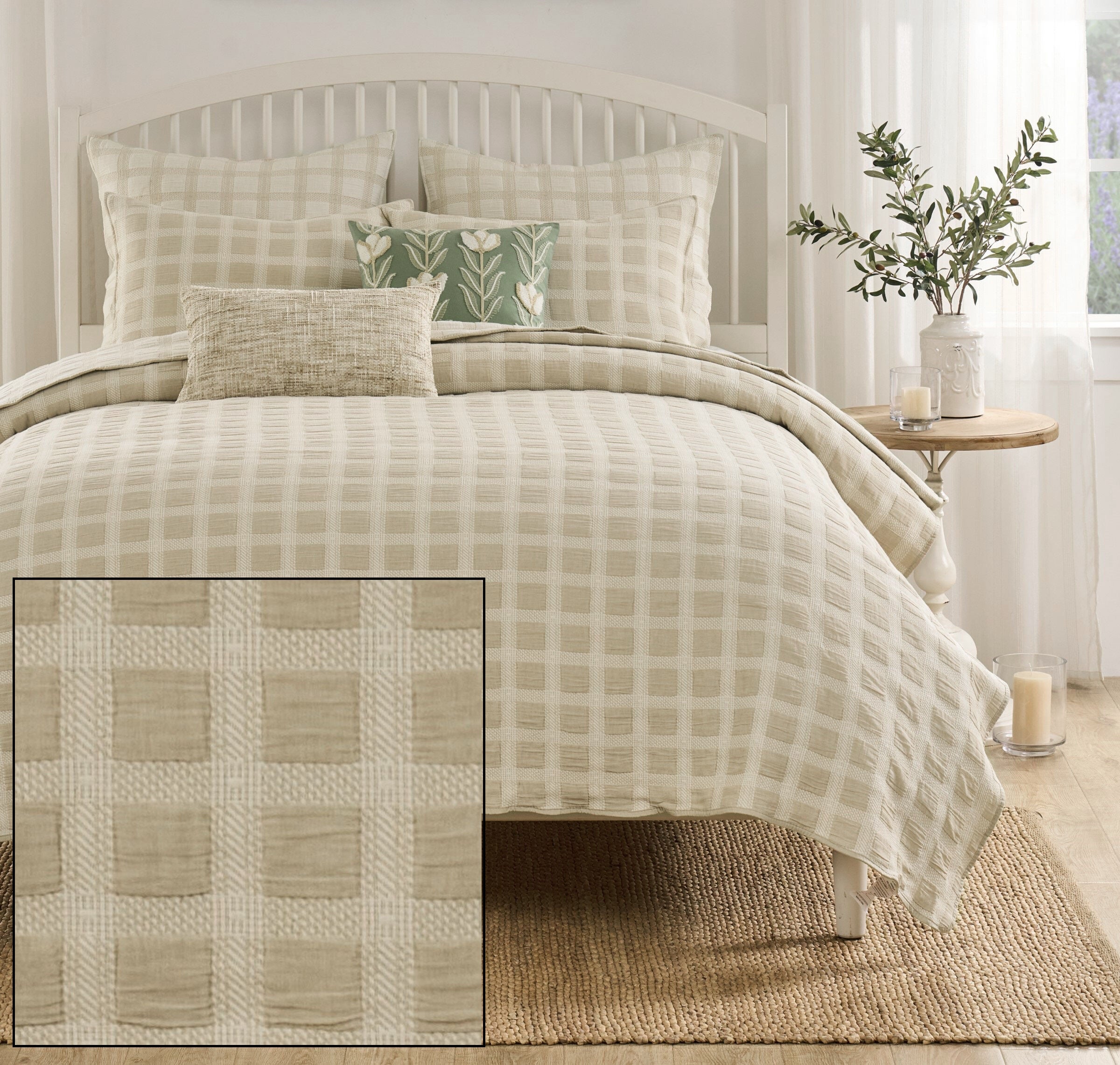Millhouse 100% Cotton Classic Plaid Coverlet Set, TAUPE, alternate image number 4