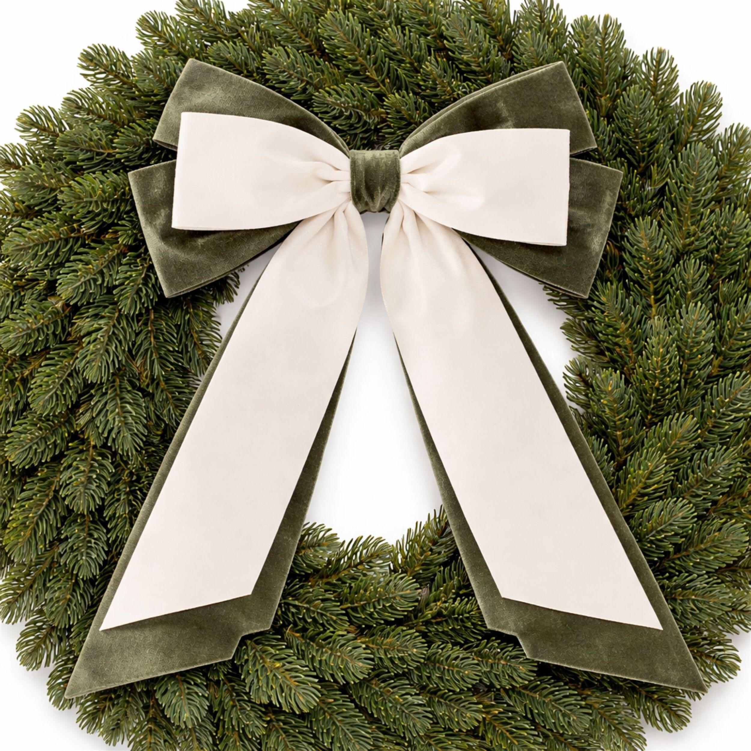 Double Bow Ornament (Set of 2), GREEN CREAM, alternate image number 1